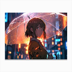 Anime Girl With Umbrella Canvas Print