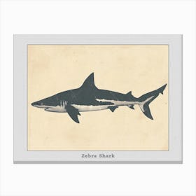 Zebra Shark Silhouette 1 Poster Canvas Print