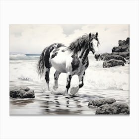 A Horse Oil Painting In Maui Beaches Hawaii, Usa, Landscape 4 Canvas Print