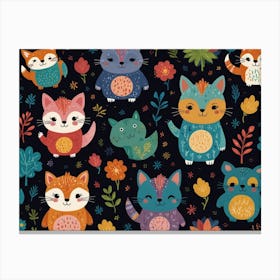 Cute Foxes 1 Canvas Print