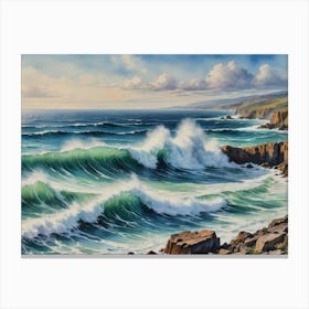 Crashing Majesty of the Deep Cliffs And Waves Canvas Print