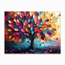 Colorful Tree With Multicolor Leaves 8 Canvas Print