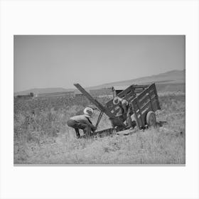 Unloading Fsa (Farm Security Administration) Cooperative Ditcher From Trailer, Box Elder County, Utah By Canvas Print