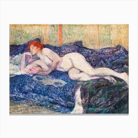 Naked Woman Showing Her Breasts, Vintage Erotic Art, Henri de Toulouse-Lautrec Canvas Print