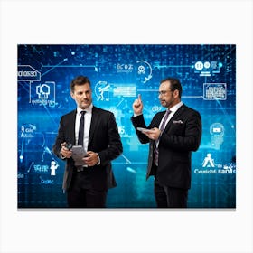 Businessmen Navigating Technology And Digital Communication (5) Canvas Print