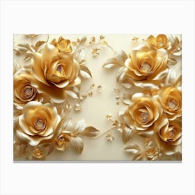 Gold Roses Wallpaper Canvas Print