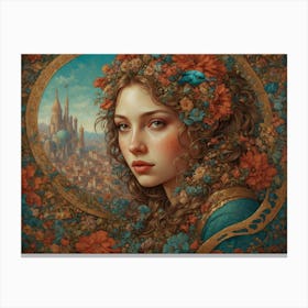 Girl With Flowers 1 Canvas Print