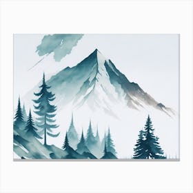 Mountain And Forest In Minimalist Watercolor Horizontal Composition 440 Canvas Print