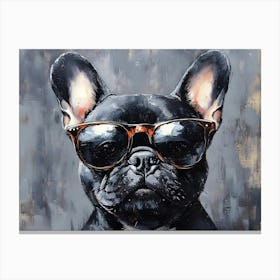 Frenchie Wearing Sunglasses 3 Canvas Print