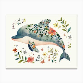 Little Floral Dolphin 2 Canvas Print