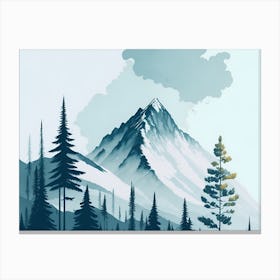 Mountain And Forest In Minimalist Watercolor Horizontal Composition 322 Canvas Print