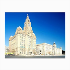 Port Of Liverpool, Cunard Building And Liver Building Make Up Canvas Print