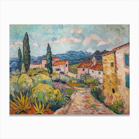 Luminous Spring Landscape Painting Inspired By Paul Cezanne Canvas Print
