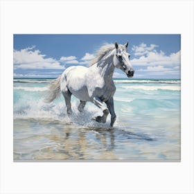 A Horse Oil Painting In Seven Mile Beach, Grand Cayman, Landscape 1 Canvas Print