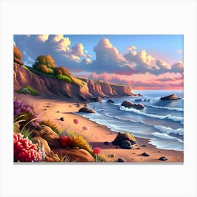 Twighlight Blooms Beside The Coastal Sands Canvas Print