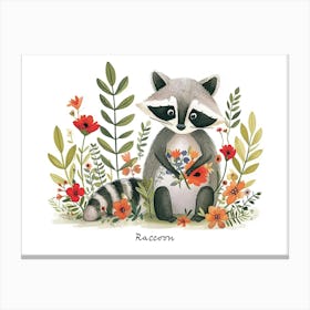 Little Floral Raccoon 4 Poster Canvas Print