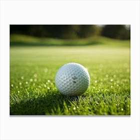 Golf Ball Resting On A Freshly Cut Green Fairway Detailed Texture Of The Grass Surrounds The Dimple (3) Stampe su tela