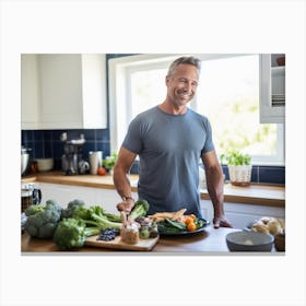 Healthy Man In Kitchen 2 Canvas Print