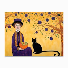 Gustav Klimt Woman With A Cat Canvas Print