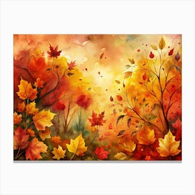 Watercolor Autumn Forest Canvas Print