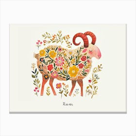 Little Floral Ram 1 Poster Canvas Print