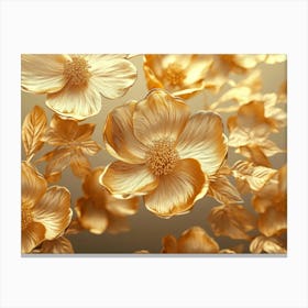 Gold Flowers Painting Canvas Print