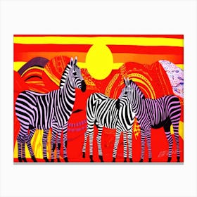African Animal Zebra Print - Zebras In The Sun Canvas Print