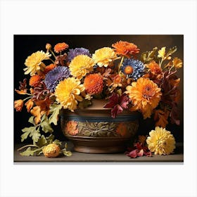Autumn Flowers In A Vase 1 Canvas Print