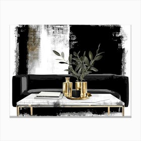 Black And Gold Living Room 1 Canvas Print