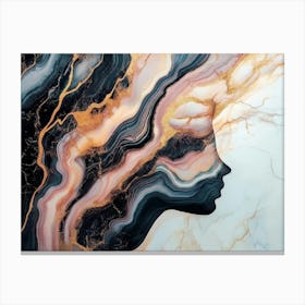 Abstract Lucid Dreaming Girl Face Marble Canvas Print