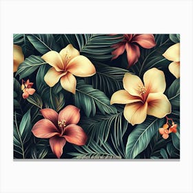 Tropical Floral Pattern Canvas Print