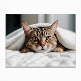Cat Under Blanket Canvas Print
