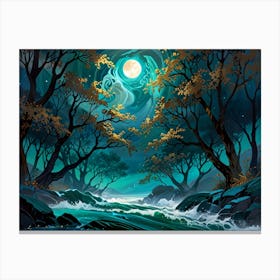 Moonlight Over The River Canvas Print