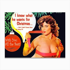 Sexy Pinup Christmas Greeting Canvas Print