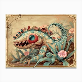 reptile monster carnivorous plant vintage illustration Canvas Print