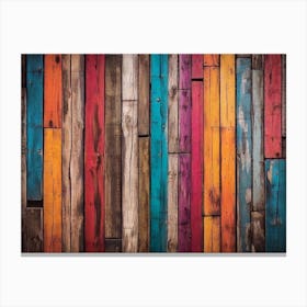 Colorful wood plank texture background 5 Canvas Print