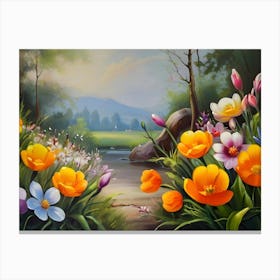 Spring Flowers Oil Painting 11 Canvas Print