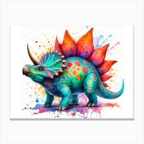 Triceratops dinosaur in watercolor Canvas Print