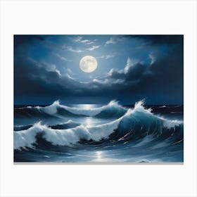 Moonlight Over The Ocean Canvas Print