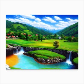 Waterfall In The Valley Canvas Print