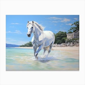 A Horse Oil Painting In Ao Nang Beach, Thailand, Landscape 4 Canvas Print