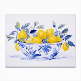 Lemons In A Bowl Painting Canvas Print
