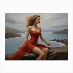 Woman In A Red Dress Canvas Print