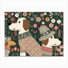 Dogs And Flowers : William Morris Inspired Dogs Collection 2 Canvas Print