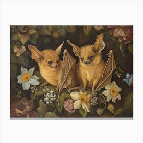 Floral Animal Illustration Bat 2 Canvas Print