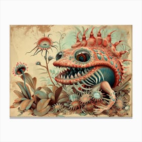 Fish alien monster vintage illustration Canvas Print