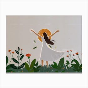 Woman In The Garden Canvas Print