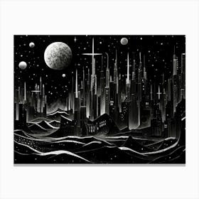 Space Abstract Black And White 6 Canvas Print