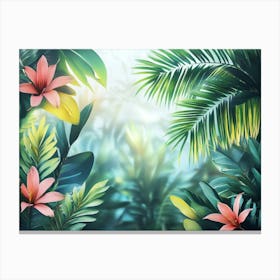 Tropical Trees And Leaves Jungle Canvas Print