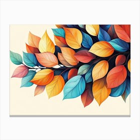 Beautiful Illustration of Colorful Leaves Canvas Print